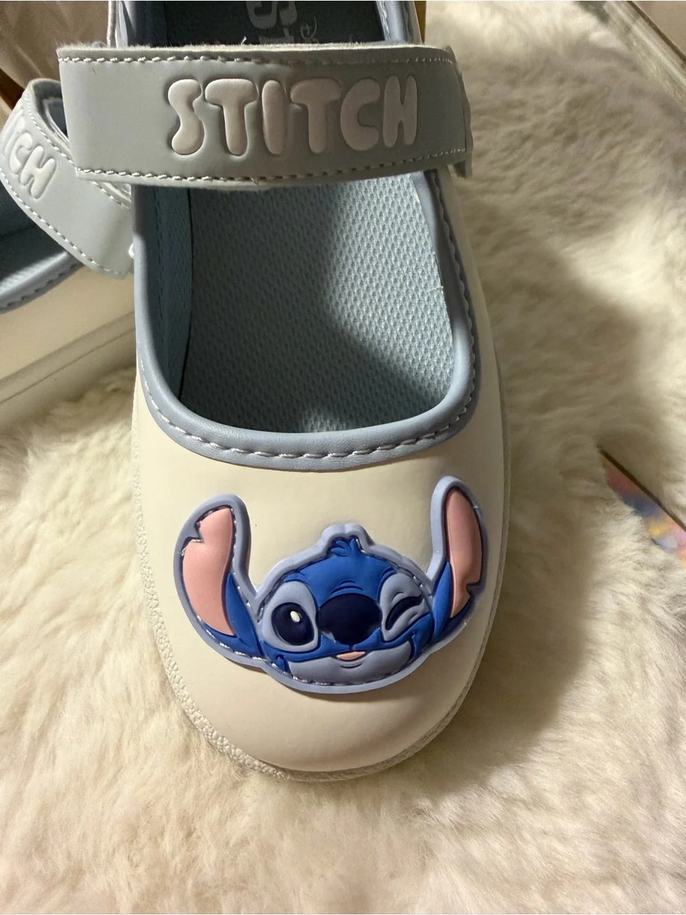 Kids Stitch Mary Jane Dress Shoes in White and Light Blue size 12